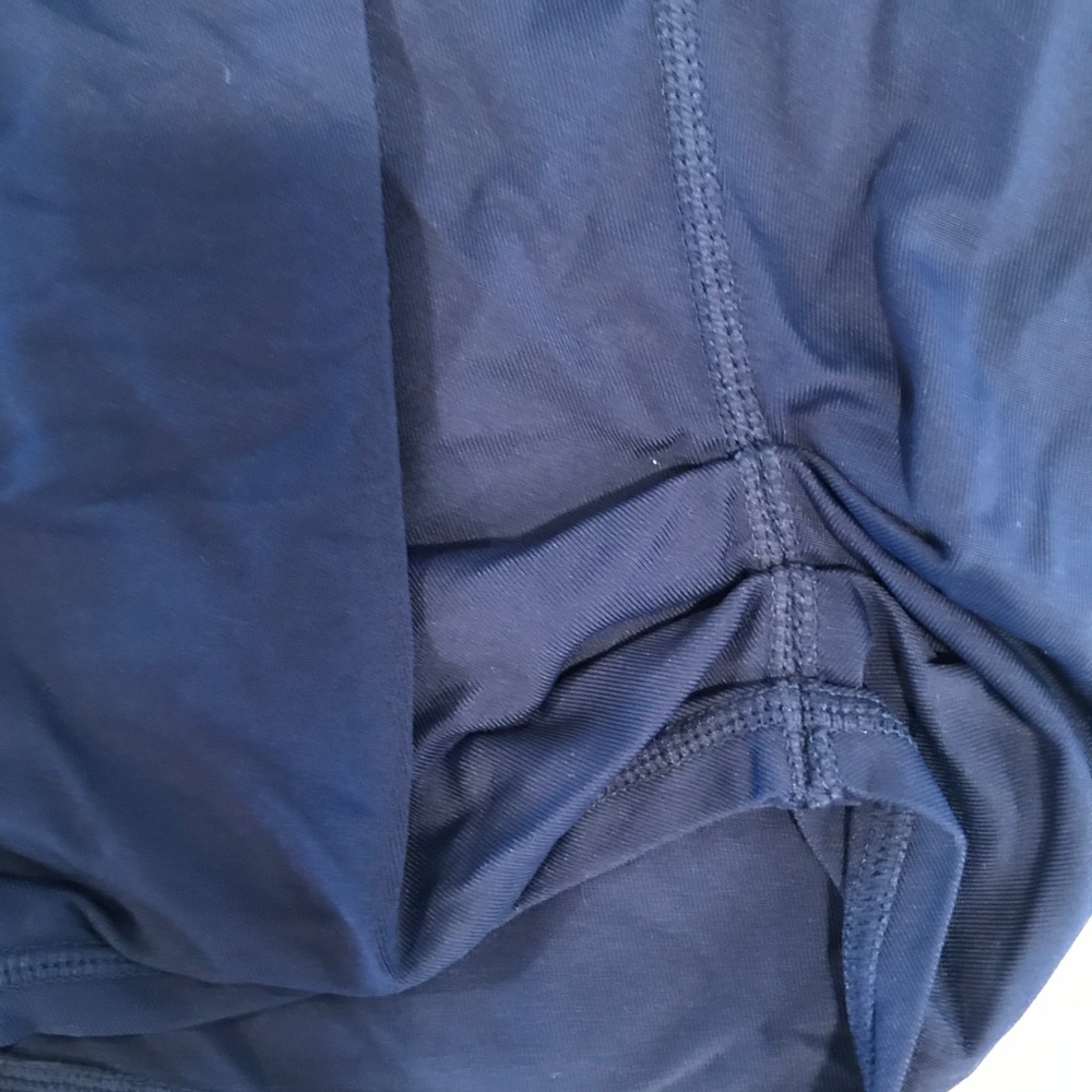 Navy blue silky Lululemon workout bottoms. - Picture 4 of 4